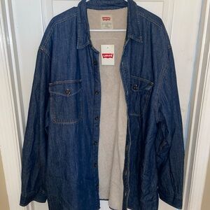Levi's Indigo Blue Denim Shirt Jacket with Sherpa Lining